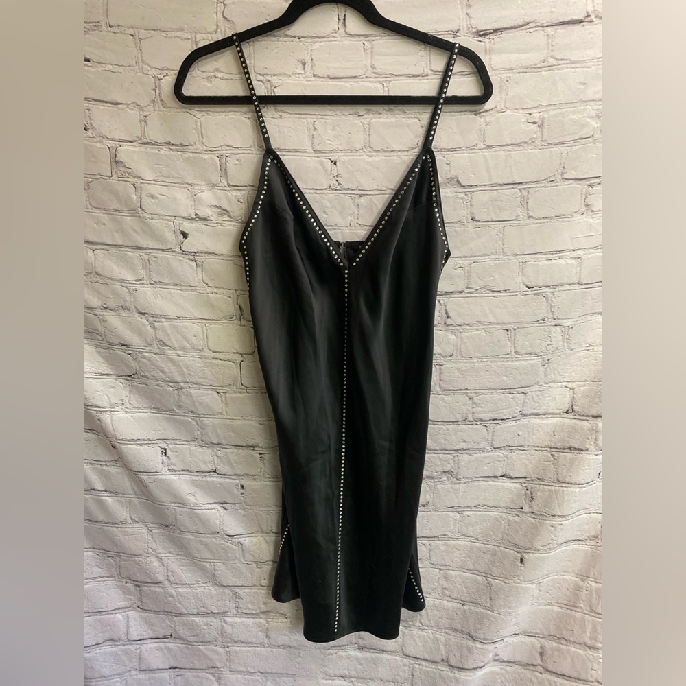 Victoria's Secret Women’s Black Satin & Rhinestone Slip Night Gown Size Medium